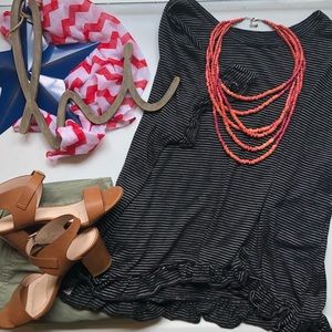 Loft Outlet black and silver striped top.